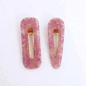 Purple Glitter Acrylic Barrette Set